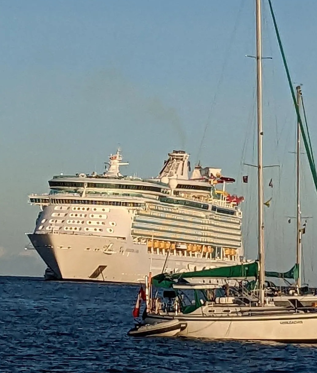 Cruise Ship anchoring in the harbor in Cabo
