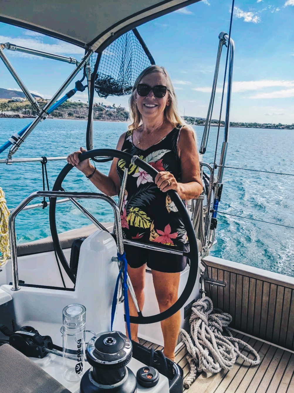 Bev navigating out of La Paz Harbor