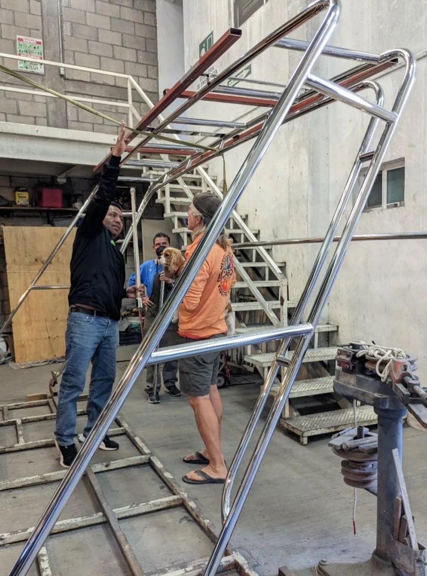The arch being fabricated in Sergio's stainless steel shop