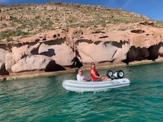 The new dinghy wheels work great for driving up on the beach