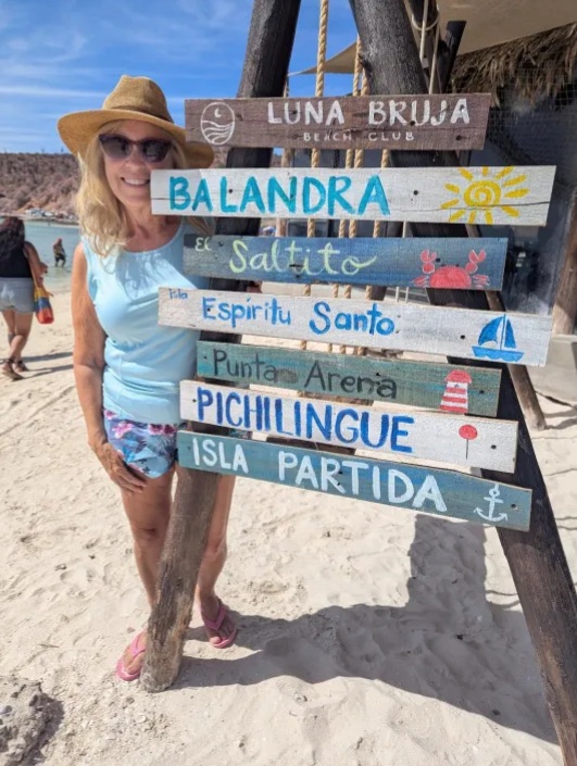 Bev on the beach of Pichilingue