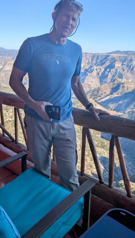 Kevin on the deck at Hotel El Mirador - Copper Canyon