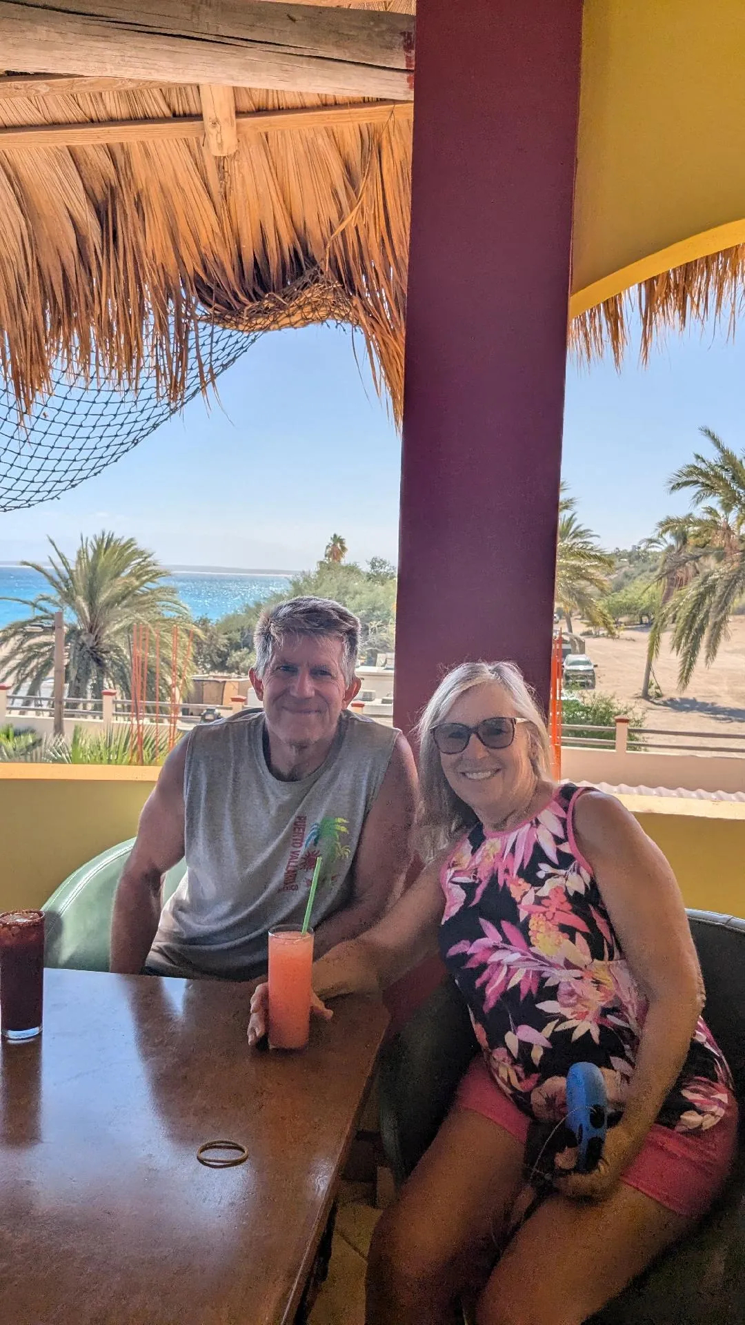 Cooling off with a drink at La Ventana Beach
