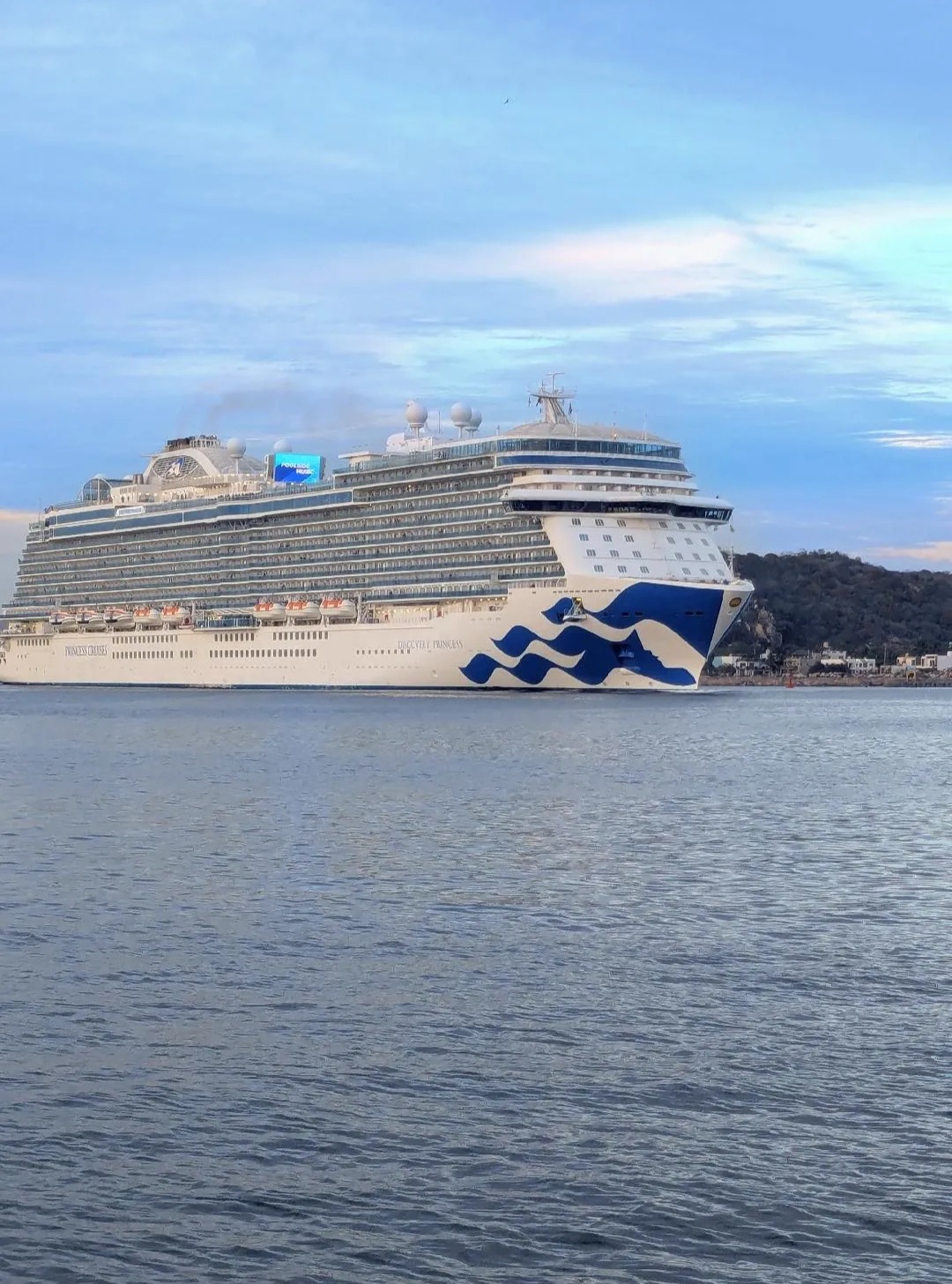 Island Summers is anchored close to the cruise ship terminal