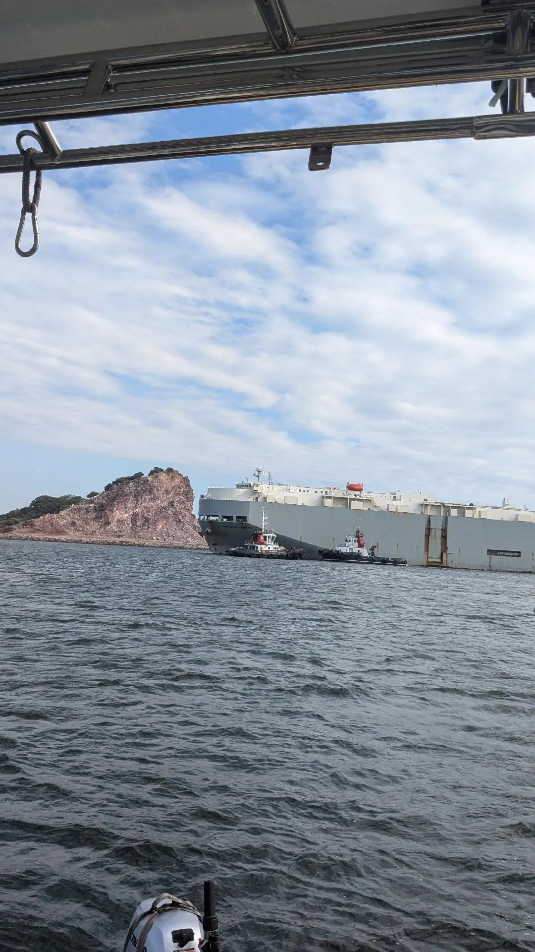 Mazatlan - The narrow channel to the anchorage is shared with big cruise and container ships