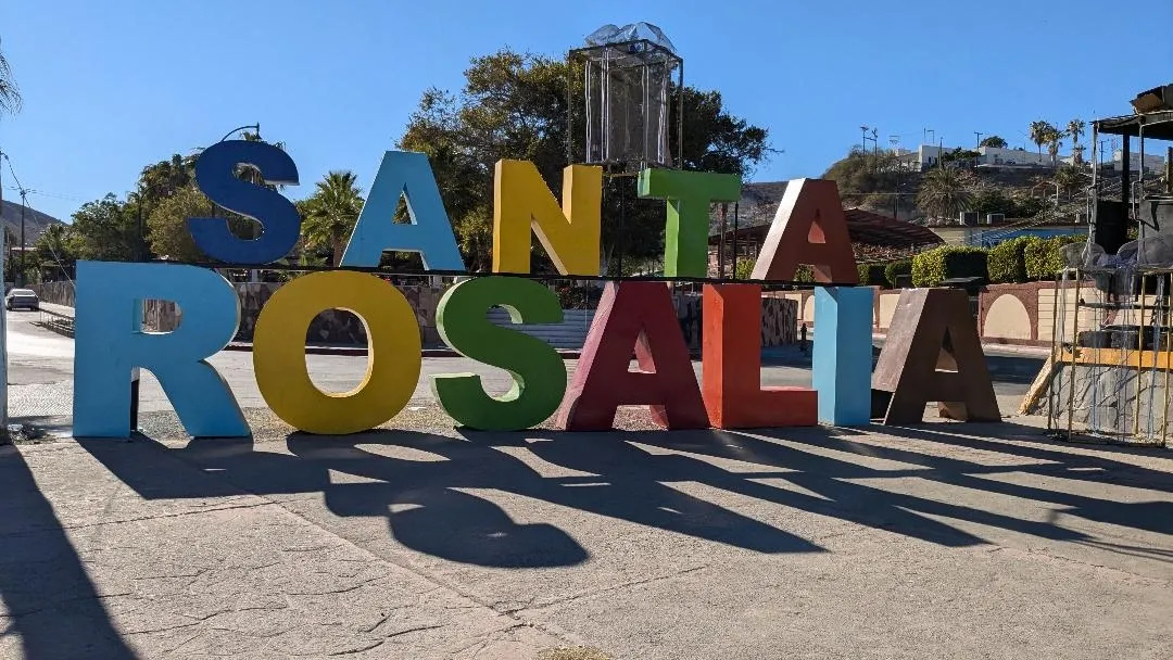 Santa Rosalia Sign in the middle of the town square